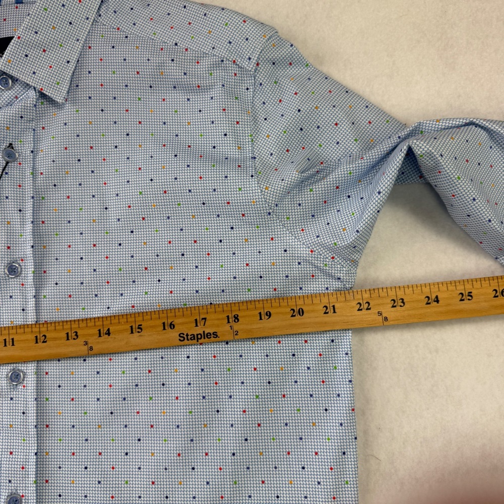 Robert Graham Modern Americana Mens Blue Polka Dot Stretch Shirt Size M Luxury - Picture 4 of 12